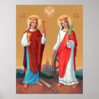 Saint Barbara och Saint Catherine Poster