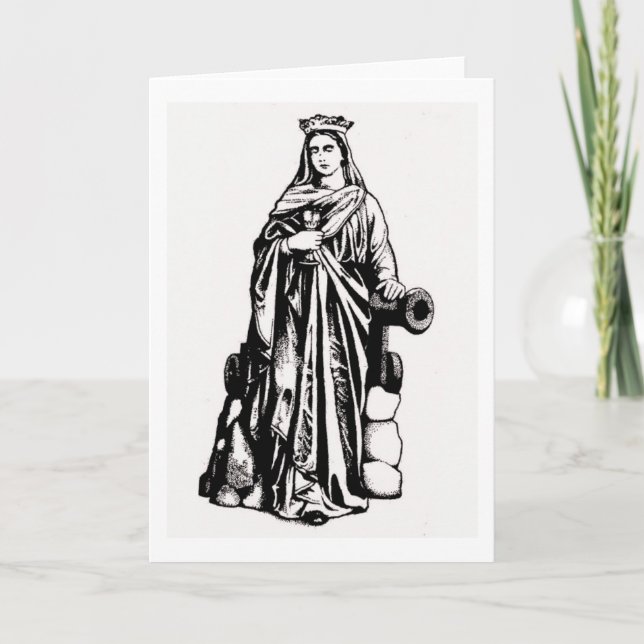Saint Barbara with chalice and cannon Kort (Framsida)