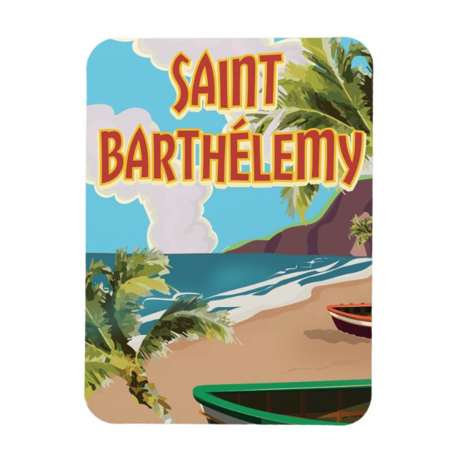 Saint Barthélemy-ön Vintage-reseaffisch Magnet (Vertikal)