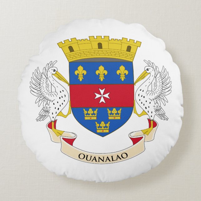 Saint-Barthélemys flagga Rund Kudde (Framsidan)
