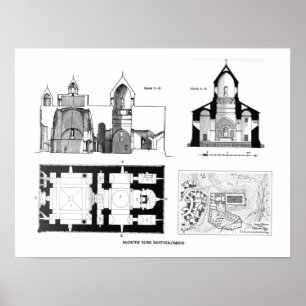 Saint Bartholomew-klostret golv och kor Poster