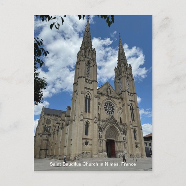 Saint Baudilus Church i Nimes, Frankrike, på en Helg Vykort (Framsida)