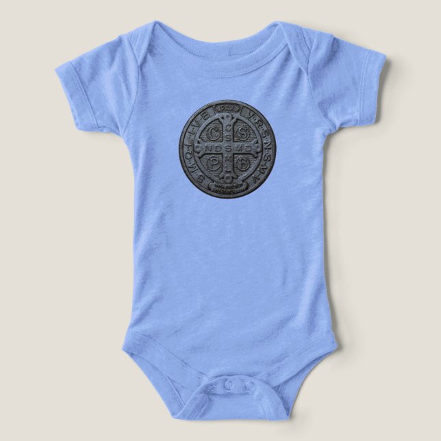 Saint Benedict Catholic Baby Bodysuit T Shirt (Design Framsida)