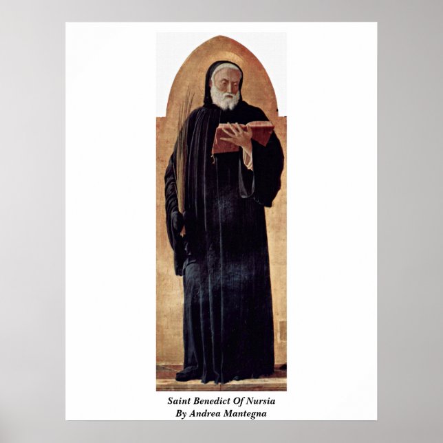 Saint Benedict från Nursia av Andrea Mantegna Poster (Framsidan)