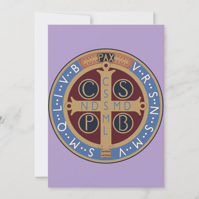 Saint Benedict Medal Tack Kort (Framsida)