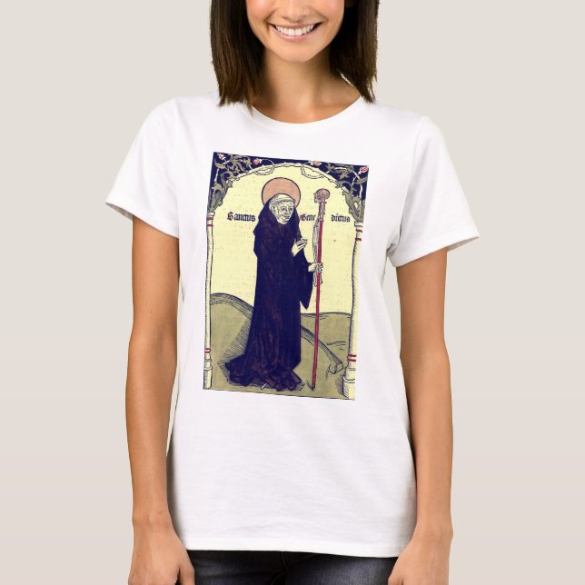 Saint Benedict of Nursia Abbot of Monte Cassino T Shirt (Framsida)