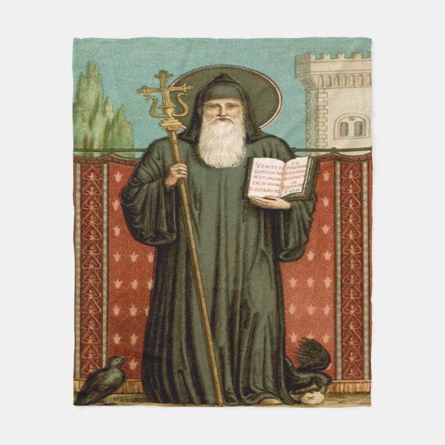Saint Benedict of Nursia Fleecefilt (Framsidan)