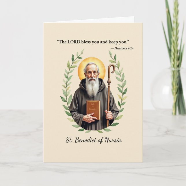 Saint Benedict of Nursia God's Peace and Blessings Kort (Framsida)