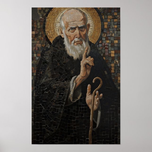 Saint Benedict of Nursia Iconic Art Poster (Framsidan)