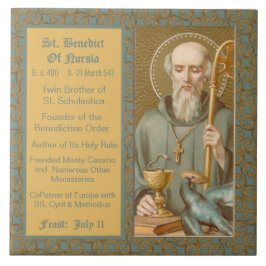 Saint Benedict of Nursia (JM 07) Kakelplatta