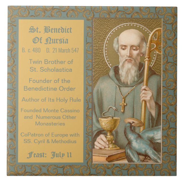 Saint Benedict of Nursia (JM 07) Kakelplatta (Framsidan)