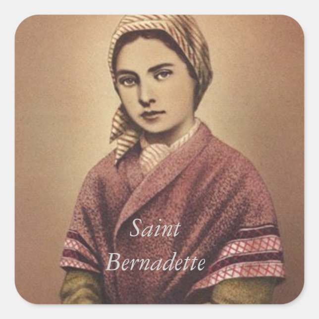 SAINT BERNADETTE FYRKANTIGT KLISTERMÄRKE (Framsida)