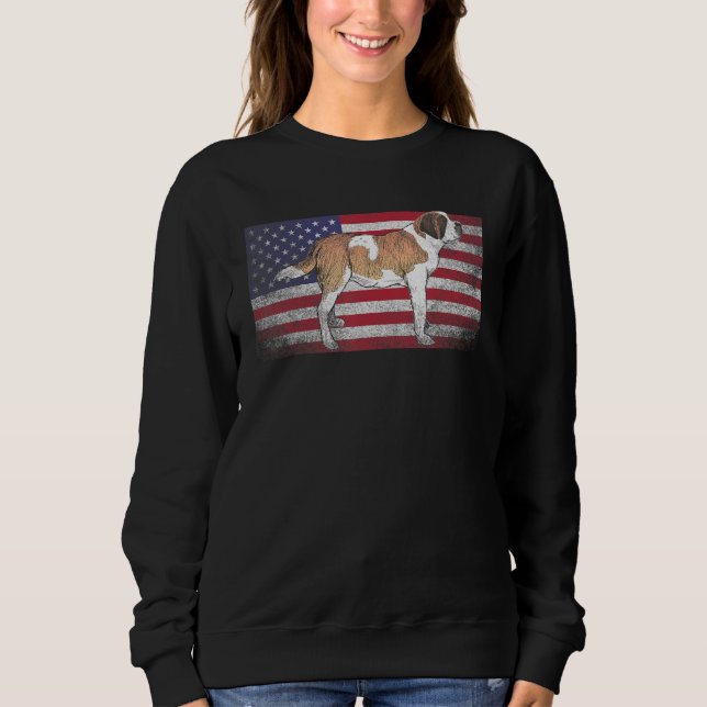 Saint Bernard 4:e juli Amerikanska Flagga T Shirt (Framsida)