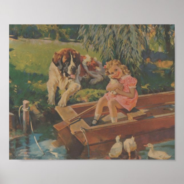 Saint Bernard, Anka, lilla flicka i båt Poster (Framsidan)