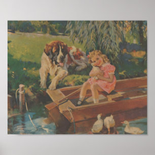Saint Bernard, Ankor, liten flicka i båt Poster