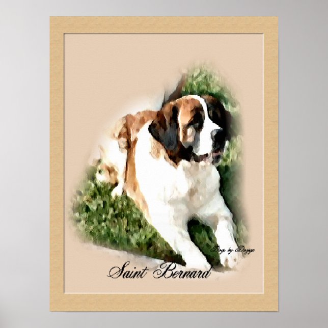 Saint Bernard Art Skriv ut Poster (Framsidan)