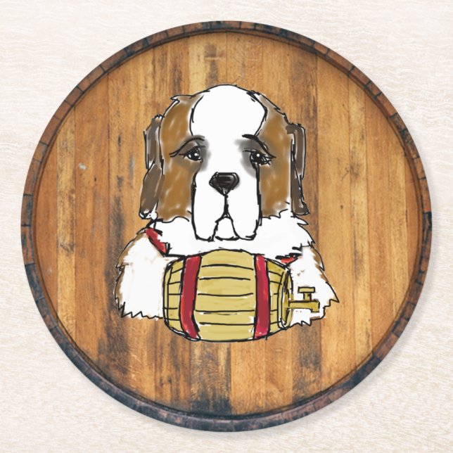 Saint Bernard Barrel underlägg Papper Rund (Framsidan)