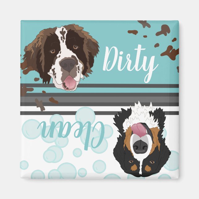 Saint Bernard Bernese Dirty/Clean Dishwasher Magnet (Framsidan)