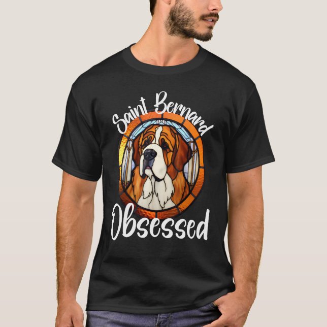 Saint Bernard Besatta Hundmamma Valp Färgglad Husd T Shirt (Framsida)