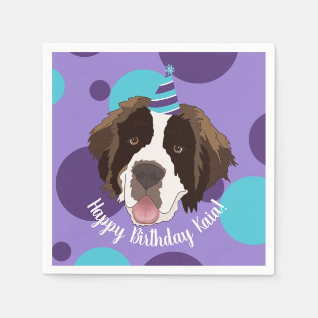 Saint Bernard Birthday Pappersservett (Framsidan)