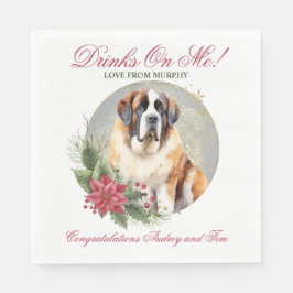 Saint Bernard Bröllop Napkins with Hundar Photo Pappersservett
