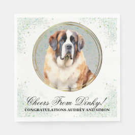 Saint Bernard Bröllop Napkins with Hundar Photo Pappersservett
