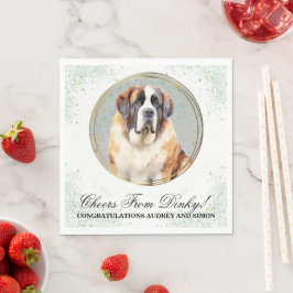 Saint Bernard Bröllop Servetter Med Hund Foto