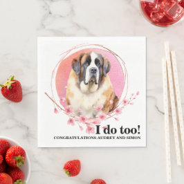 Saint Bernard Bröllopsservetter Med Hund Foto Pappersservett