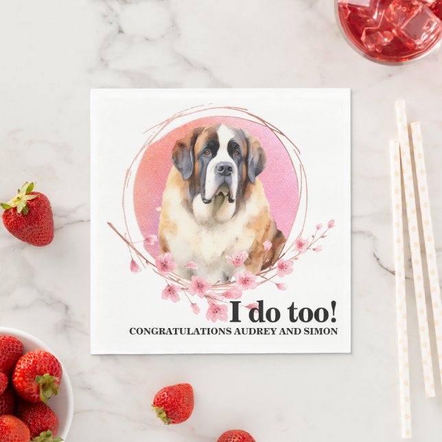 Saint Bernard Bröllopsservetter Med Hund Foto Pappersservett (Insitu)
