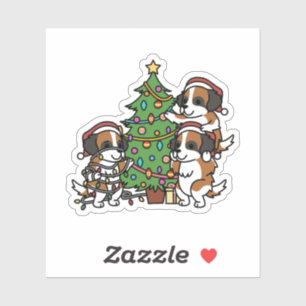 Saint Bernard Christmas Tree Klistermärken