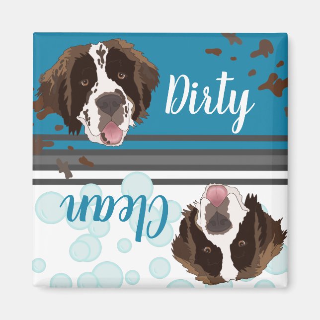 Saint Bernard Dirty/Clean Dishwasher Magnet (Framsidan)