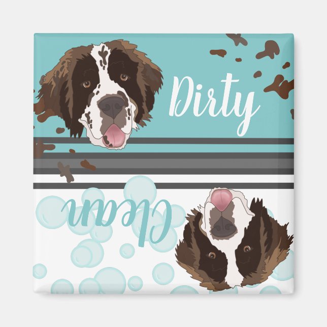 Saint Bernard Dirty/Clean Dishwasher Magnet (Framsidan)