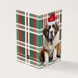 Saint Bernard Dog Holiday Plaid Christmas Kort