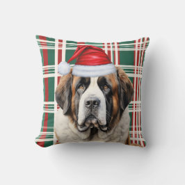 Saint Bernard Dog Seasonal Plaid Christmas Holiday Kudde