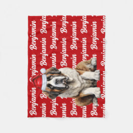 Saint Bernard Dog with Name Pattern Christmas Fleecefilt