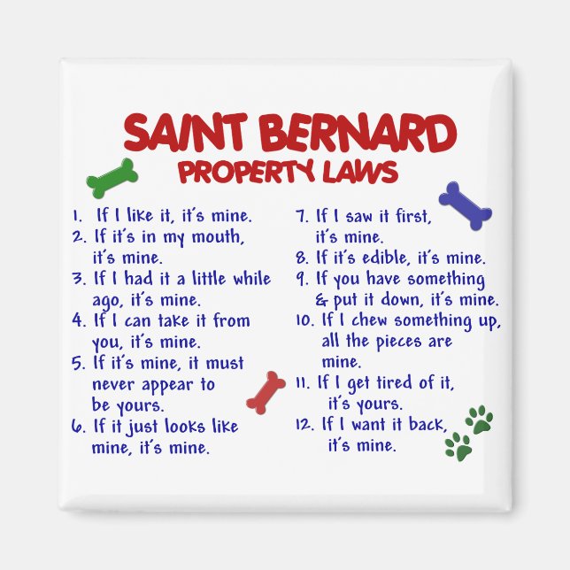 SAINT BERNARD Egendom Laws 2 Magnet (Framsidan)