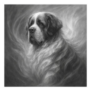 Saint Bernard GeoRealism Porträtt – Skötsam Vakt Fototryck