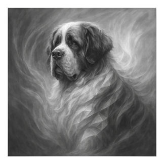 Saint Bernard GeoRealism Porträtt – Skötsam Vakt Fototryck