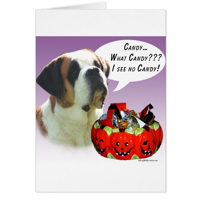 Saint Bernard Halloween Candy Hälsningskort (Framsidan)