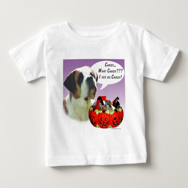 Saint Bernard Halloween Candy T Shirt (Framsida)