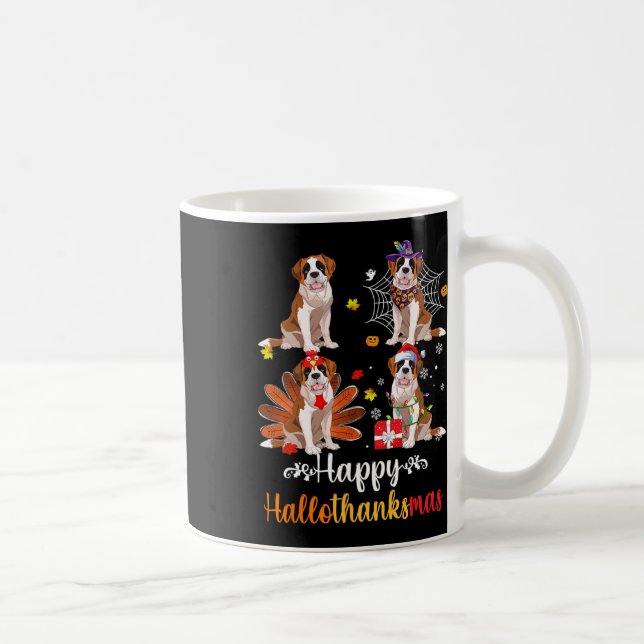 Saint Bernard Halloween God jul Lycklig Hall Kaffemugg (Höger)
