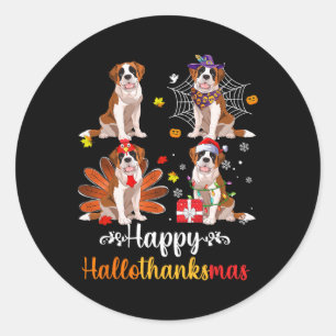 Saint Bernard Halloween God jul Lycklig Hall Runt Klistermärke