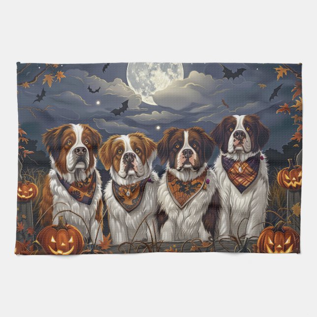 Saint Bernard Halloween Spooky Kökshandduk (Horisontell)