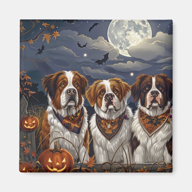 Saint Bernard Halloween Spooky Magnet (Framsidan)