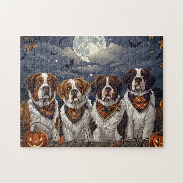 Saint Bernard Halloween Spooky Pussel (Horisontell)