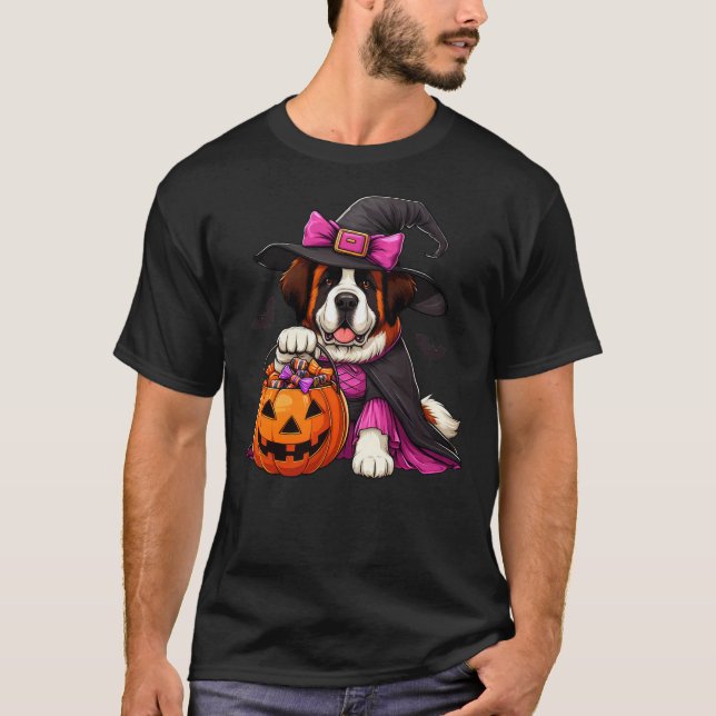 Saint Bernard Halloween Witches Costume For Lover  T Shirt (Framsida)