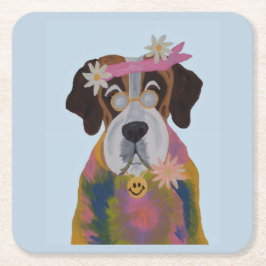 Saint Bernard Hippie Underlägg Papper Kvadrat