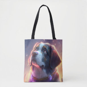 Saint Bernard Hund Animal Porträtt Painting Pet Ar Tygkasse