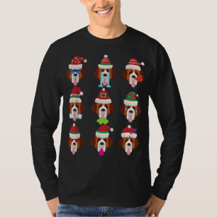 SAINT BERNARD Hund Ansikte Santa Costume Julafton T Shirt