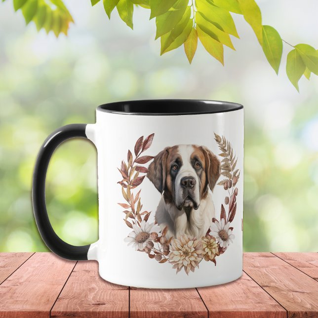Saint Bernard Hund Autumn Wandeans Mugg (Skapare uppladdad)